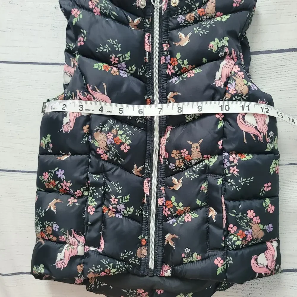 H&M Size 4-6YO Navy Unicorn Woodland‎ Puffer Vest Toddler Girl Fall Cute